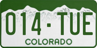 CO license plate 014TUE