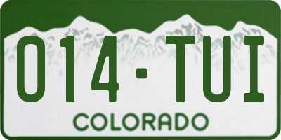 CO license plate 014TUI