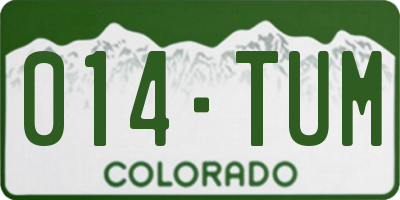 CO license plate 014TUM