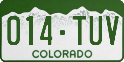 CO license plate 014TUV