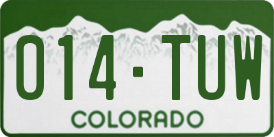 CO license plate 014TUW