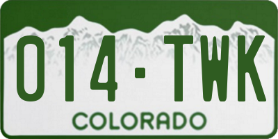 CO license plate 014TWK