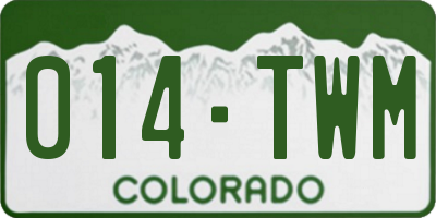 CO license plate 014TWM