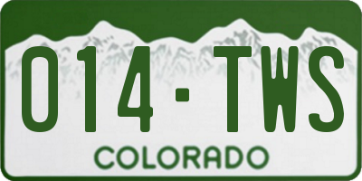 CO license plate 014TWS