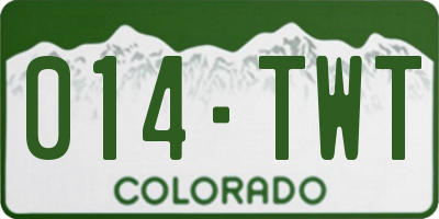 CO license plate 014TWT