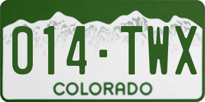 CO license plate 014TWX