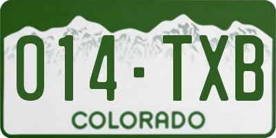 CO license plate 014TXB