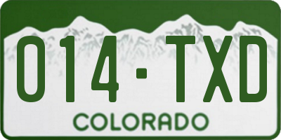 CO license plate 014TXD