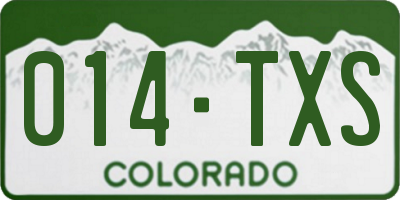 CO license plate 014TXS