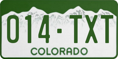 CO license plate 014TXT