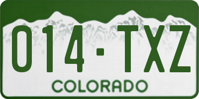 CO license plate 014TXZ