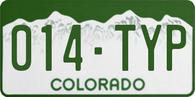 CO license plate 014TYP