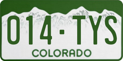 CO license plate 014TYS