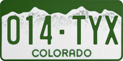 CO license plate 014TYX