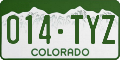 CO license plate 014TYZ