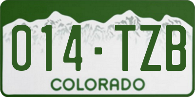 CO license plate 014TZB