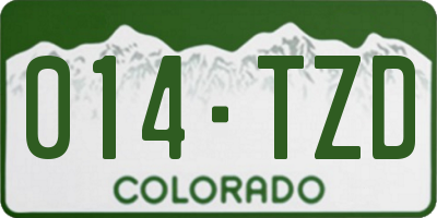 CO license plate 014TZD