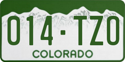 CO license plate 014TZO