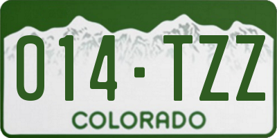 CO license plate 014TZZ