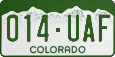 CO license plate 014UAF