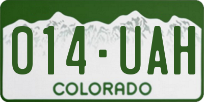 CO license plate 014UAH