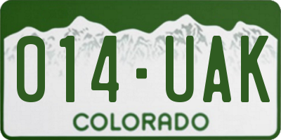 CO license plate 014UAK