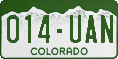 CO license plate 014UAN