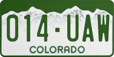 CO license plate 014UAW
