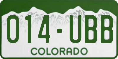 CO license plate 014UBB