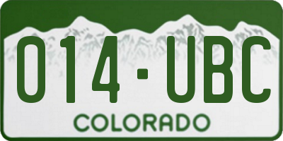 CO license plate 014UBC