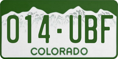 CO license plate 014UBF