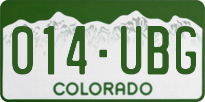 CO license plate 014UBG