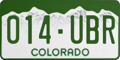 CO license plate 014UBR