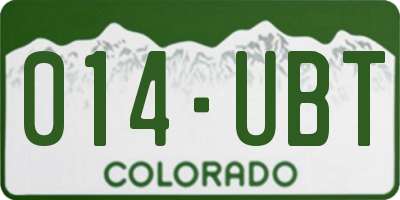 CO license plate 014UBT