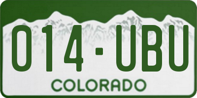 CO license plate 014UBU