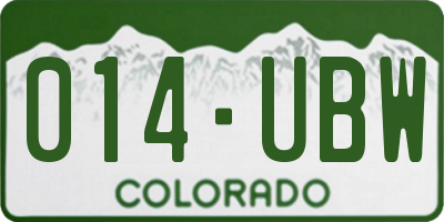 CO license plate 014UBW