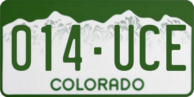 CO license plate 014UCE