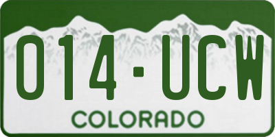 CO license plate 014UCW