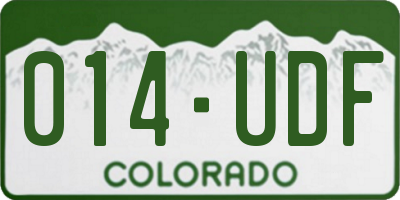 CO license plate 014UDF