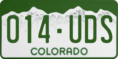 CO license plate 014UDS