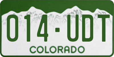 CO license plate 014UDT