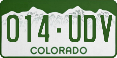 CO license plate 014UDV