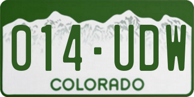 CO license plate 014UDW