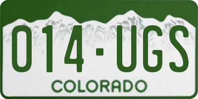 CO license plate 014UGS