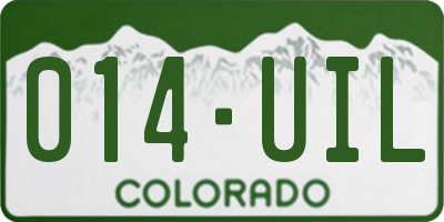 CO license plate 014UIL
