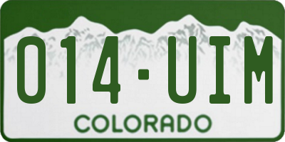 CO license plate 014UIM