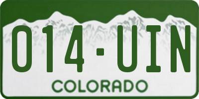 CO license plate 014UIN