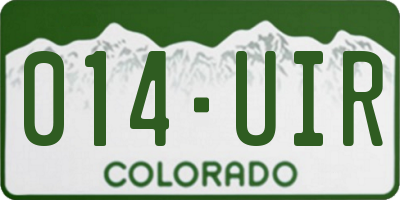 CO license plate 014UIR