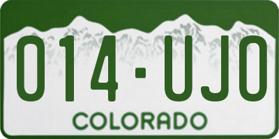 CO license plate 014UJO