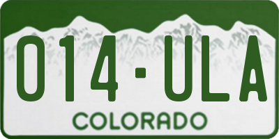 CO license plate 014ULA